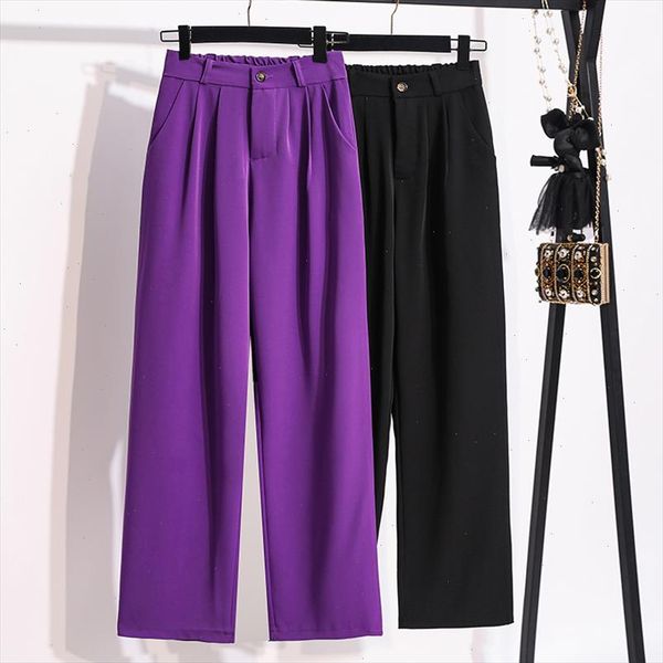 

korean fashion school students straight pants large size women long high waist pants plus size black,purple s 5xl, Black;white