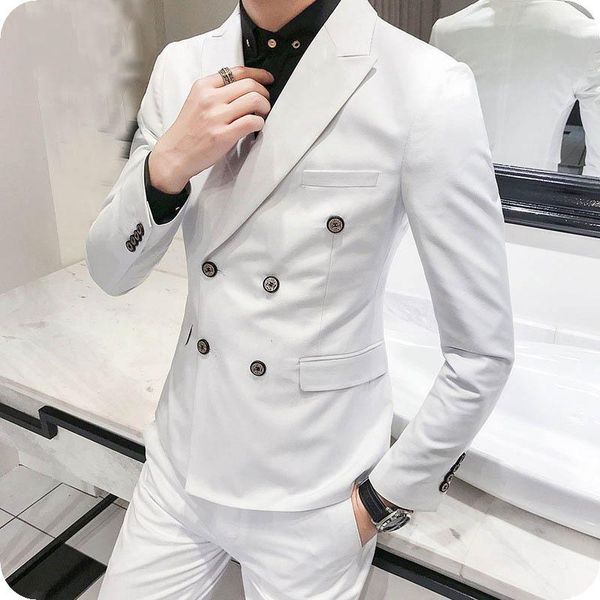 

custom made white men wedding suits groom tuxedo slim fit costume maraige homme latest coat pant designs terno masculino 2piece, White;black