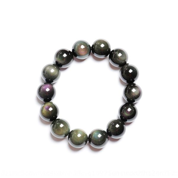 

88lb6 natural rainbow obsidian bracelet for men and obsidianstone full moon double eyes eye bracelet obsidian women hand string single circl, Golden;silver