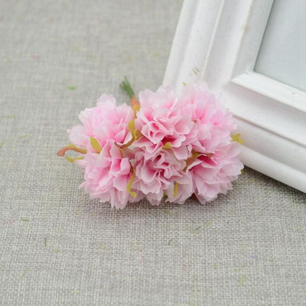 

6шт лот шелковый искусственный цветок рознение скрапбукинг букет цветочный венок материал материал листья вызванные свадебные коробки украше