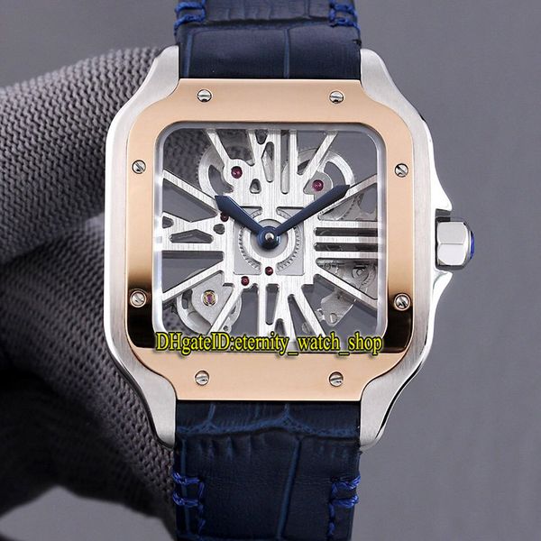 Versão TW 0008 2020057 Skeleton Dial Swiss 4S20 Automático Mecânico Rose Gold Bezel Mens Watch 316L Caixa de Aço Couro Spor277M