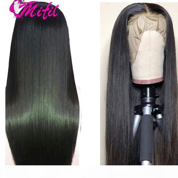 

straight wigs human hair lace frontal for women 13*4 lace 150 density pre plucked hair remy 12-34 inch mifil, Black;brown