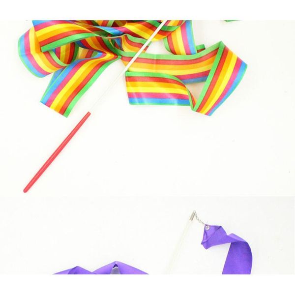 

4m colorful gym training professional gym ribbons dance ribbon rhythmic art gymnastic ballet streamer twirling rod jllzju