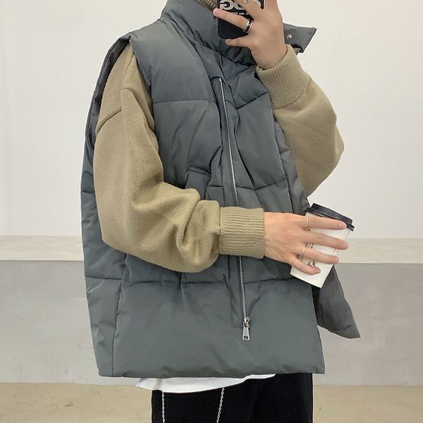 

winter cotton padded coat men's brand ins versatile sleeveless cantilevered korean fashion loose vest, Black;white