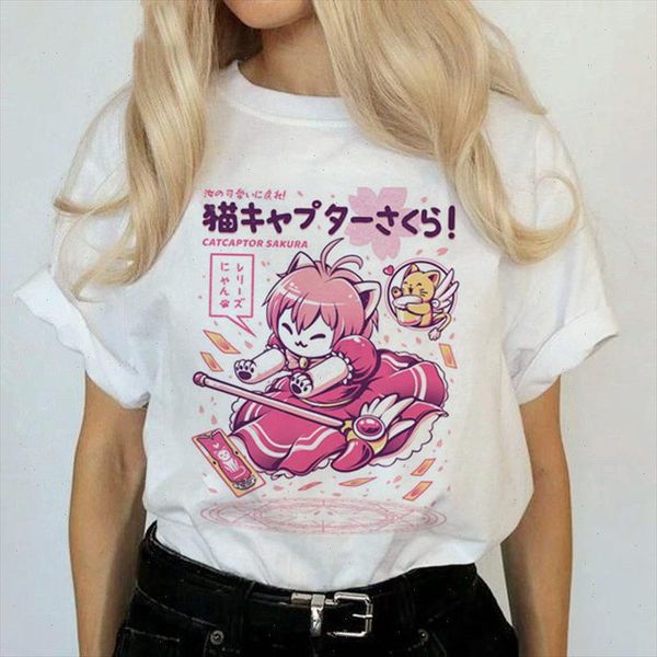 

women tshirt cat cute cartoon shirt ulzzang grunge fashion harajuku graphic t shirt korean version of the links women, White