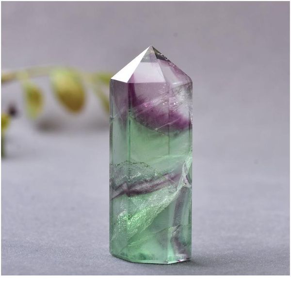 

1pc natural fluorite hexagonal column crystal point healing wand mineral crystal home decoration stone 45-55mm handmade jllvpg, Black