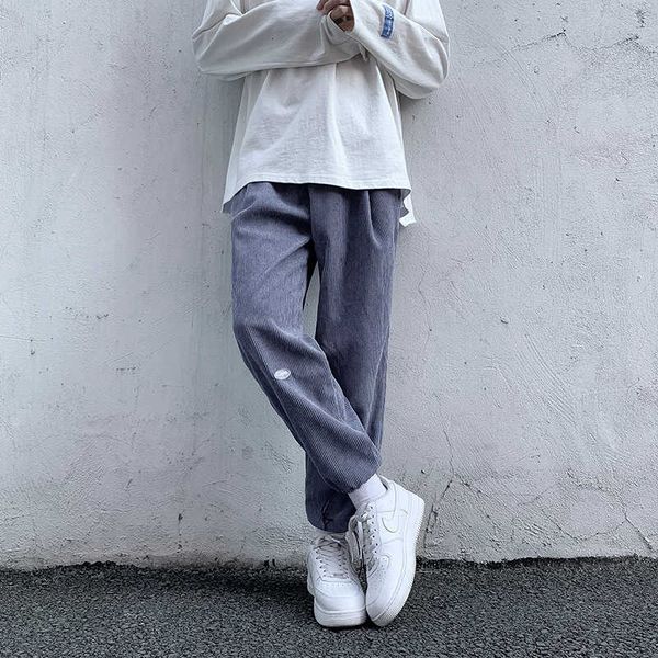 

autumn fried streetlight corduroy men's loose straight leg casual pants gaojiechao brand, Black
