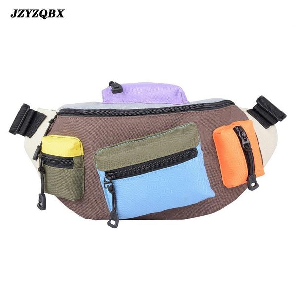 

multiple pocket waist bag banana bag geometry graphics waist pack outdoor sports multi-function messenger fanny pack