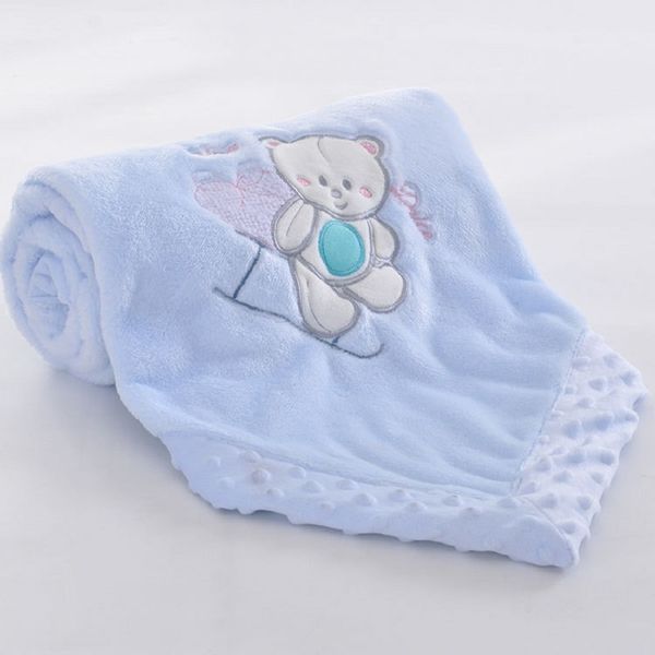 Baby Decke Stickerei Doppel Flanell Quilts Cartoon Infantil Swaddle Empfang Kinderwagen Wrap Für Neugeborene Baby Bettwäsche Decken LJ201105