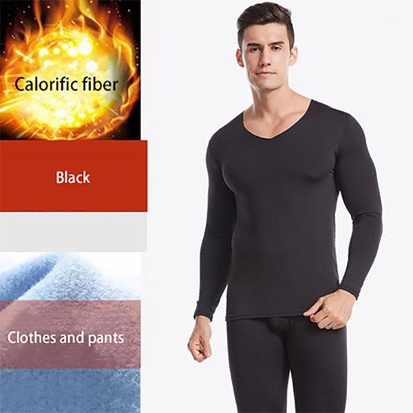 

winter men's plus size plus velvet thick thermal underwear sets large size bottoming shirt velvet warm underwear suit1, Black;white
