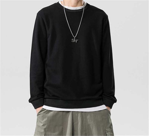 

the new korean version for spring and autumn 2020 men's round-neck and long-sleeved hoodie, Black