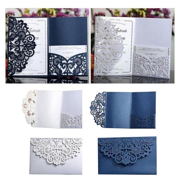 

10pcs/lot laser cut invitations cards for wedding unniversary party lace business invitation gift card drop shipping1
