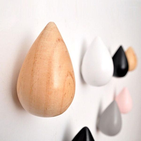 

hooks & rails practical six color water drop shape home wood wall hanger coat hat single hook holder for hanging room decoration1