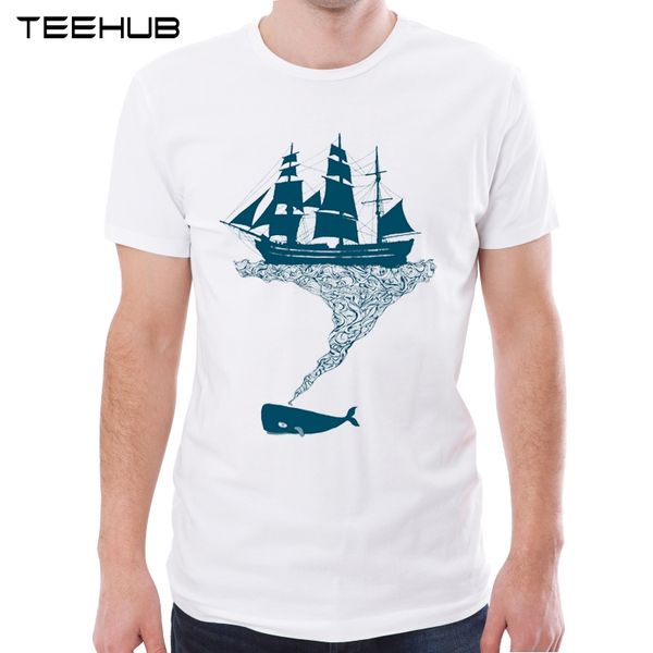 

новое прибытие выдыхая flotsam рыбы и парусник печать с коротким рукавом повседневная hipster смешные топы спорт толстовка с капюшоном толст