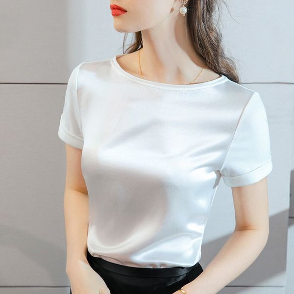 

gaxl9 ацетат короткий рукав большой для 2020 летом прохладно t-shirtjacket хлопка футболки чувства шелковистого топа футболка корейской своб, White