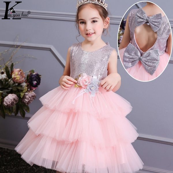

flower girls evening party dress for girls sequins princess dress kids dresses for girls wedding dress summer children costume y200102, Red;yellow