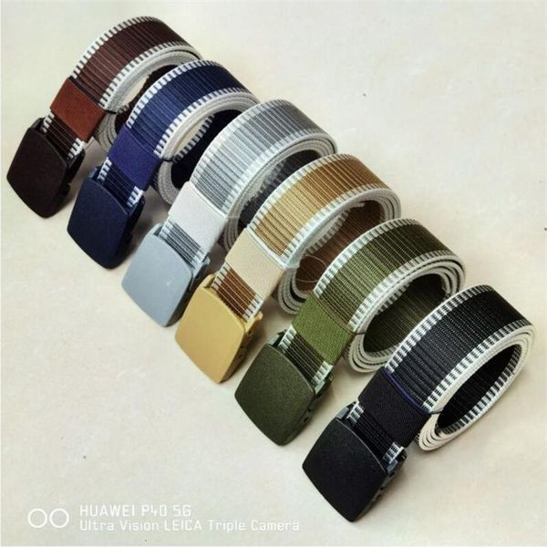 

new men female belts nylon adjustable belt men's women outdoor travel tactical waist belt with plastic buckle pants, Black;brown