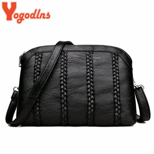 

yogodlns fashion women soft pu leather bag small shoulder bag girls black messenger crossbody bags zipper phone purse bags