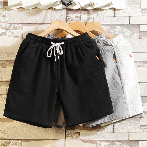 

2020 shorts linen sports summer trend loose beach casual men's pants capris dk03, White;black