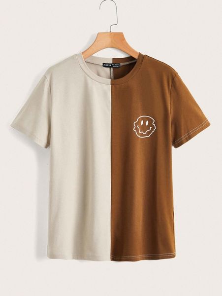 

two tone cartoon graphic tee 74s2#, White