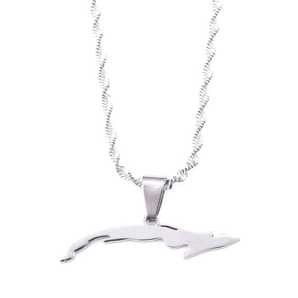 

stainless steel silver color cuba map pendant necklaces trendy maps of cuba chain jewelry