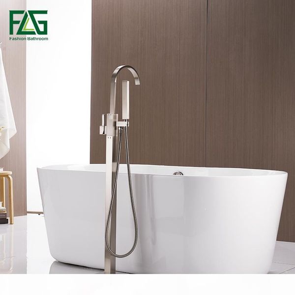 

flg luxurious floor mounted bath shower faucet set black brass tub tap with hand shower mixer bathtub faucets hs119 77 bbypyo mj_bag