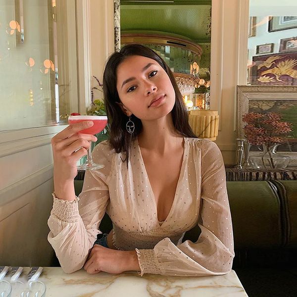 

solid french romance v-neck patchwork mesh fabric long-sleeve slim soft tees crop elegant casual top, White