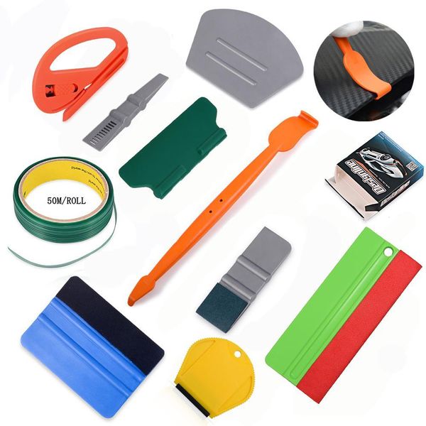 

foshio vinyl car wrap tool kit 50m knifeless tape design line carbon film squeegee scraper sticker wrapping kit accessories h jllaoj