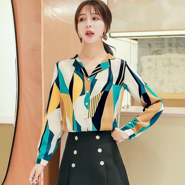 

womens and blouses 2020 women shirt print long sleeve shirt autumn ladies shirts blusa feminina, White