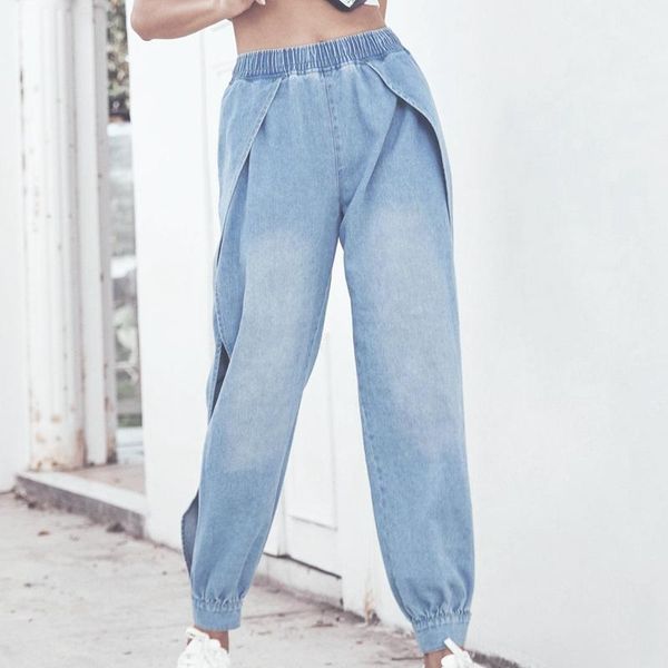 

женские джинсы boyfriend джинсы для женщин джинсовой split legs streetwear высокой талией спортивные штаны свободные брюки xs, Blue
