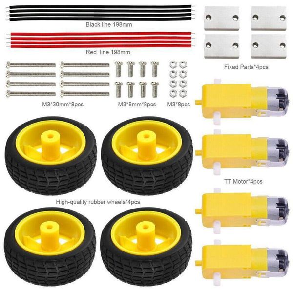 

dc 3v-6v gear motor + tire wheel kit for arduino diy smart car robot1