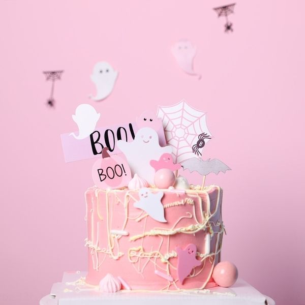 

em0mb copyright pink cute eva white ghost spider cakeghost boo decoration halloween copyright eva cute pink white web spider web boo cake de