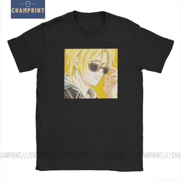 

спорт banana fish футболки мужские 100% хлопок винтажные футболки круглый воротник аниме манга ash эйдзи тройники с коротким рукавом одежда