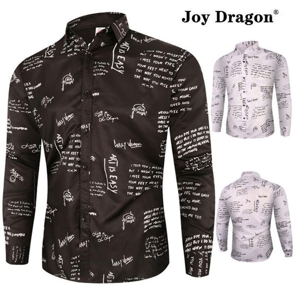 

men long sleeve shirt new fashion spring autumn solid letter print collar slim elasticised waist minimalist casual blouse1, White;black