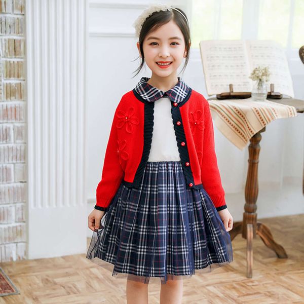 

girls sweater spring suit 2020 and autumn new two piece baby cardigan princs skirt little girl drs eewbvacsmv0u, Red;yellow