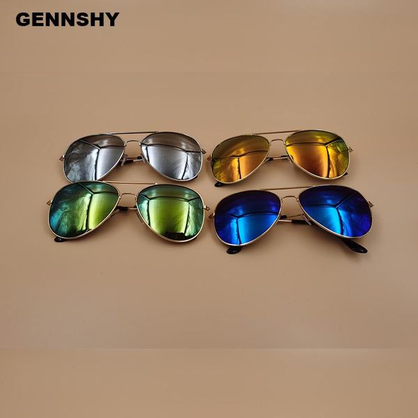 

2021 fashion pilot sunglasses men women classic brand design metal eyeglasses silver mirror eyewear traveling uv400, White;black