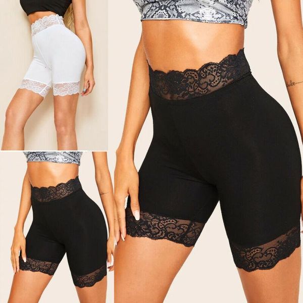 

1x womens safety shorts soft lace seamless breathable high waist leggings pants short fad drop shipping, Black