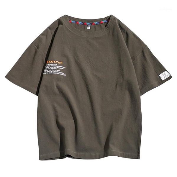 

vogue new mens linen short sleeve solid color crew neck loose casual shirt blouse linen shirt male1, White;black