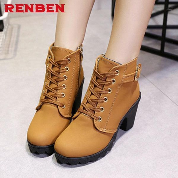 

2020 new autumn winter women boots solid lace-up european ladies shoes pu leather fashion boots, Black