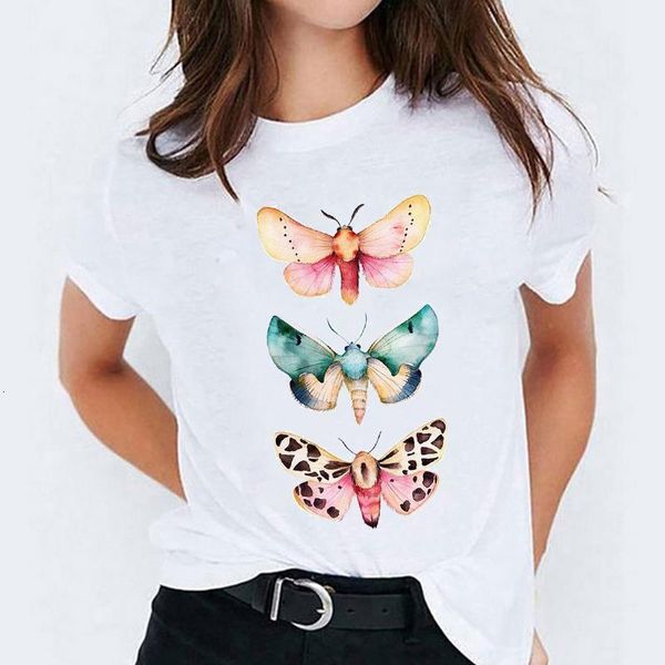 

women t-shirt butterfly print tee shirt cute summer autumn 90s ladies harajuku women's graphic t shirt female tee t-shirt, White