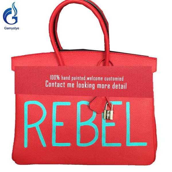 

100% genuine leather hand drawn red rebel handbag designer crossbody bags for ladies messenger bag luxury handbags women bags