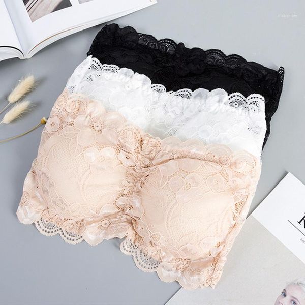 

lace spring summer lace wrapped around bra underwear with breast cushion back buckle wrapped around breast and back1, Black;white