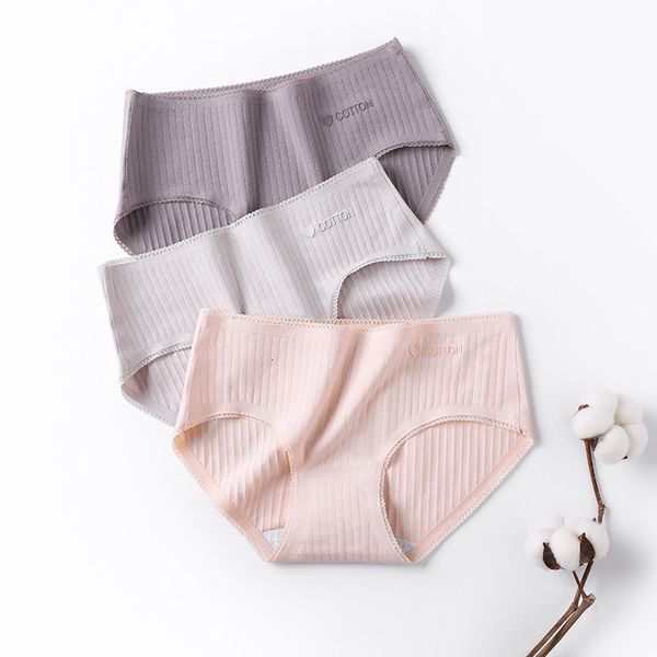 

3 pcs/lot seamless underwear women lingerie breathable cotton mid waist stripe lace hem women's panties briefs, Black;pink