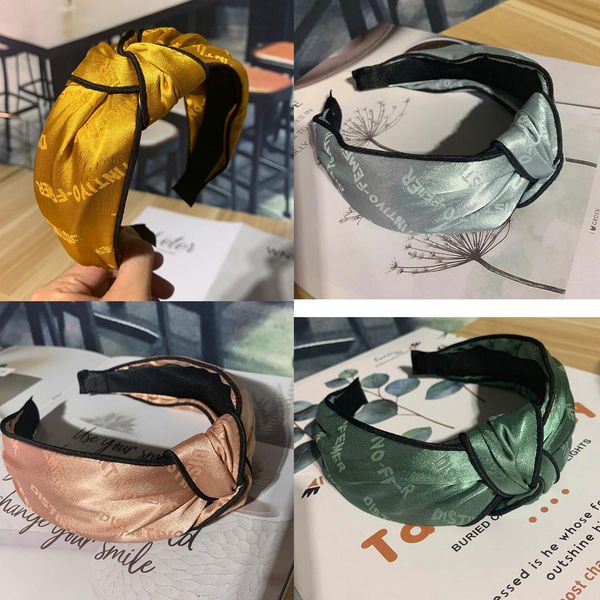 

new retro styles luxury designers letters vintage headband fashion head hoop printing hair bands women turban hair accessories, Black;brown