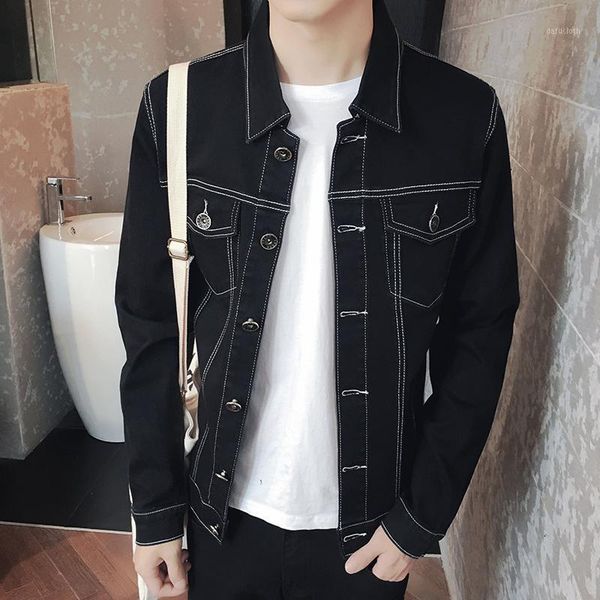 

wholesale- tg6316 wholesale 2017 new jean jacket black men's clothing of cultivate one's morality men's jacket coat han editi, Black;brown