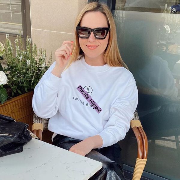 

2021 new letter solid simple sweatshirt women autumn winter long sleeve round neck soft pullover casual vintage cotton hoodies knqi, Black