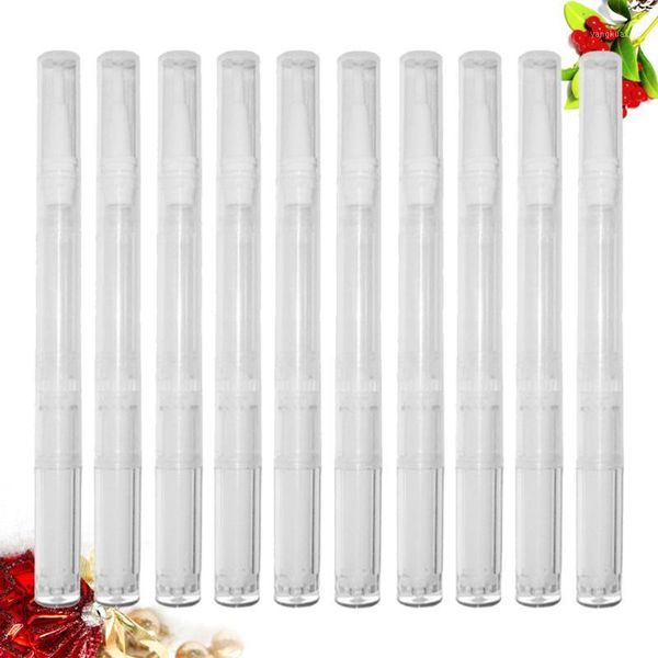 

storage bottles & jars 10pcs transparent empty tubes rotary twist pens nail oil pen with brush tip cosmetic lip gloss container applicators
