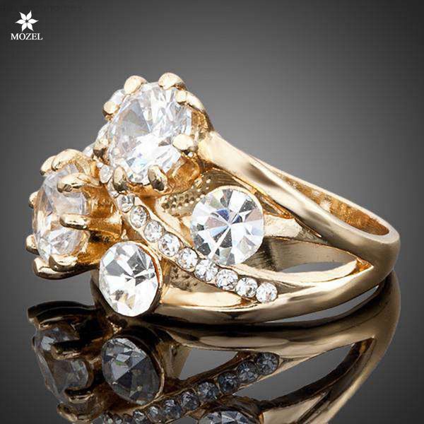

crystal wholesale mozel fashion jewelry gold plated swarovski gorgeous transparent women wedding party rings drop shippi, Silver