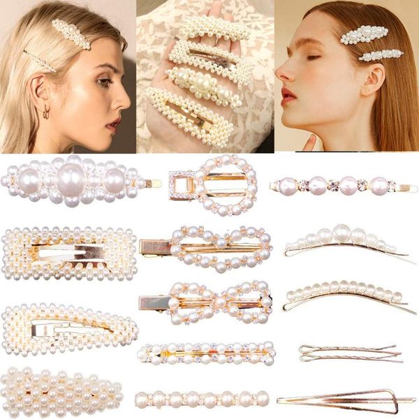 

15pcs pearls hair clips for women decorative bridal artificial bling pearls hairpins headwear barrette styling tools accessories qylxdj, Slivery;white