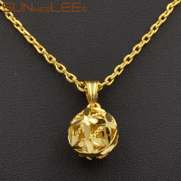 

pendant necklaces sunnerlees fashion jewelry gold-color necklace hollow out flowers lucky bead for mens womens p16 y, Silver